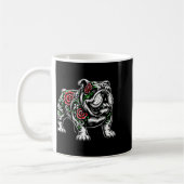 Bulldog Floral Red Rose Mens Womens  コーヒーマグカップ (左)