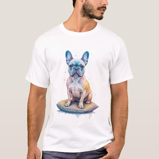 Bulldog Francés Colorido y Artístico Tシャツ (正面)