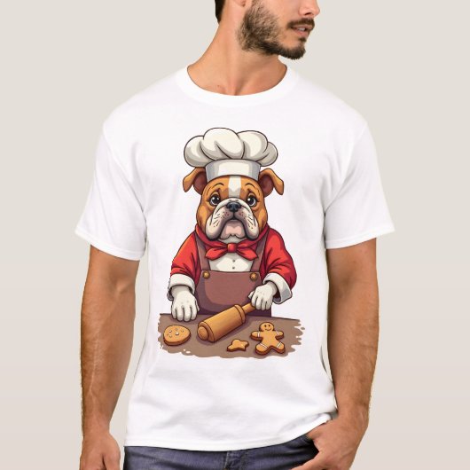Bulldog Gingerbread Chef Tシャツ (正面)