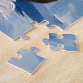 Bulldog Grumpy Rider in Christmas Sled Hat ジグソーパズル (側面)