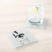 Bulldog—Look Up, Bold B&W  ガラスコースター (アングル)