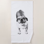 Bulldog—Look Up, Soft Shaded ビーチタオル (正面)