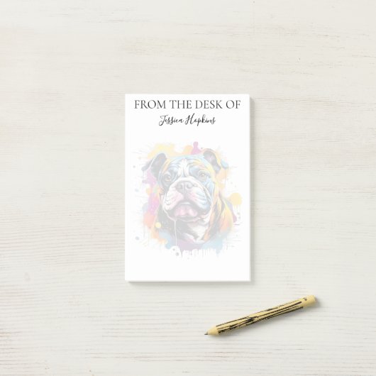 Bulldog Lover Monogrammed Dog ポストイット (デスク上)