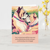 bulldog message happy birthday カード (黄色い花)