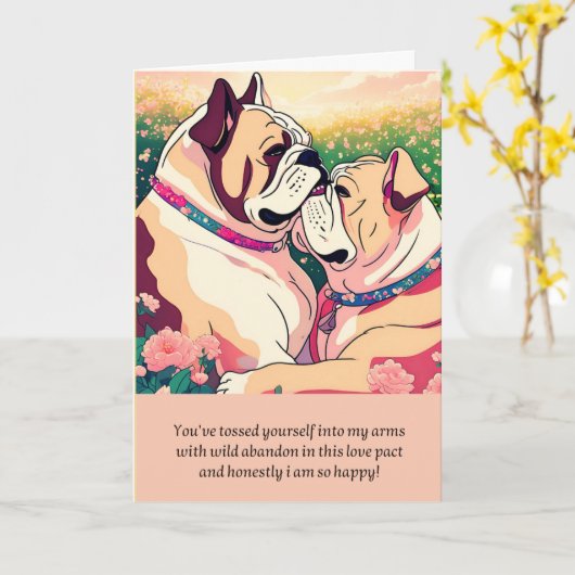 bulldog message happy birthday カード (黄色い花)