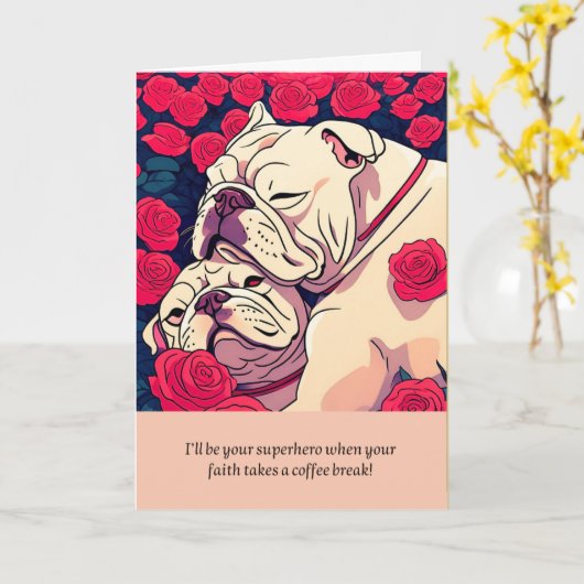 bulldog message happy birthday カード (黄色い花)