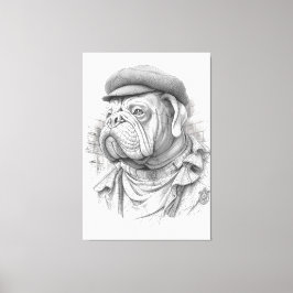 Bulldog Minister Marble Statue Canvas Art キャンバスプリント