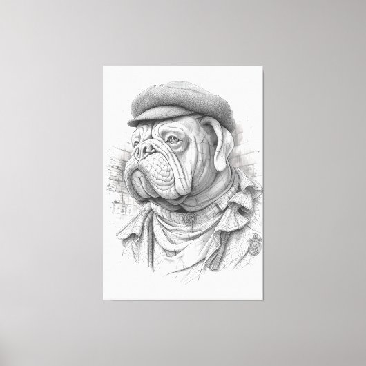 Bulldog Minister Marble Statue Canvas Art キャンバスプリント (正面)