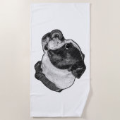 Bulldog Nose-Lick Towel ビーチタオル (正面)
