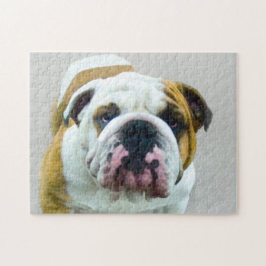 Bulldog Painting - Cute Original Dog Art ジグソーパズル (横)