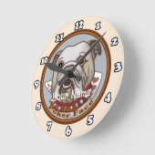 Bulldog Poker Face ラウンド壁時計 (傾斜)