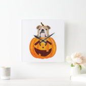 Bulldog Pumpkin     スクエア壁時計 (ホーム)