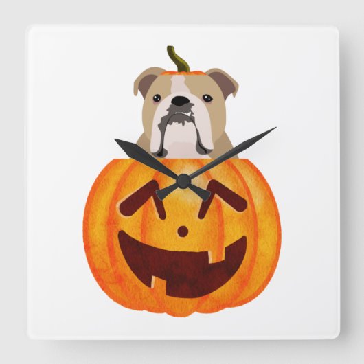 Bulldog Pumpkin     スクエア壁時計 (正面)