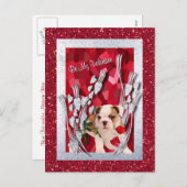 Bulldog Puppy Be My Valentine Postcard Version 2 シーズンポストカード (正面/裏面)