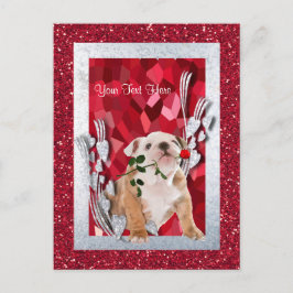 Bulldog Puppy Customize It Valentine Postcard シーズンポストカード