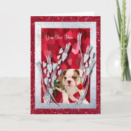 Bulldog Puppy Customize It Valentine Version 2 シーズンカード