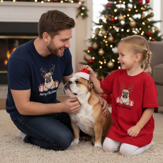Bulldog Reindeer - English Bulldog Tシャツ