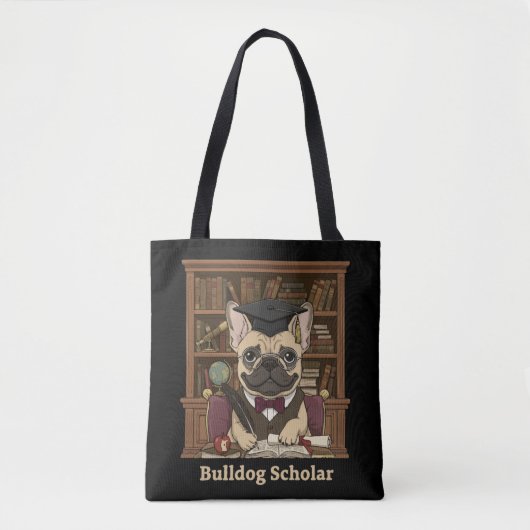 Bulldog Scholar | Cute French Bulldog Professor トートバッグ (正面)