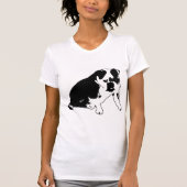 Bulldog Silhouette Black and White Graphic Art Tシャツ (正面)