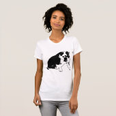 Bulldog Silhouette Black and White Graphic Art Tシャツ (正面フル)