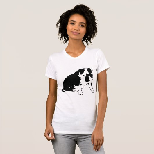 Bulldog Silhouette Black and White Graphic Art Tシャツ (正面フル)