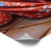 Bulldog Sitting by Fireplace with Christmas Lights ポスター (角)