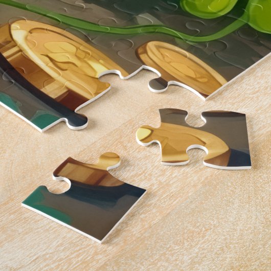 Bulldog St Patrick’s Day Funny Lucky Dog ジグソーパズル (側面)