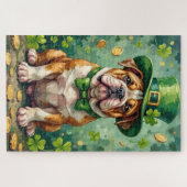 Bulldog St Patrick’s Day Funny Lucky Dog ジグソーパズル (横)