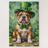 Bulldog St Patrick’s Day Funny Lucky Dog ジグソーパズル (縦)