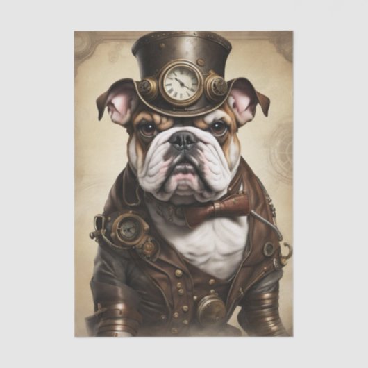 Bulldog Steampunk Decoupage Tissue Paper 薄葉紙 (正面)