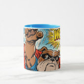 Bulldog Superhero Flying with Cape マグカップ (中央)