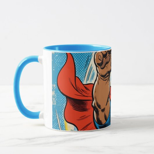 Bulldog Superhero Flying with Cape マグカップ (左)