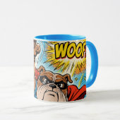 Bulldog Superhero Flying with Cape マグカップ (正面右)