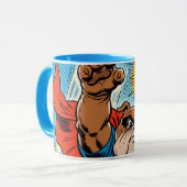 Bulldog Superhero Flying with Cape マグカップ (正面左)