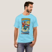 Bulldog Superhero Flying with Cape Tシャツ (正面フル)