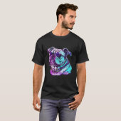 Bulldog Synthwave 80s Retrowave Aesthetic Tシャツ (正面フル)