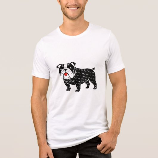 Bulldog T-Shirt | Kawaii Folk Art Dog Graphic Tee トライブレンドＴシャツ (正面)