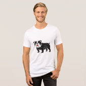 Bulldog T-Shirt | Kawaii Folk Art Dog Graphic Tee トライブレンドＴシャツ (正面全面)
