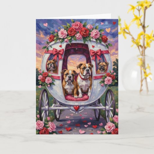 Bulldog Valentine's Day カード (黄色い花)