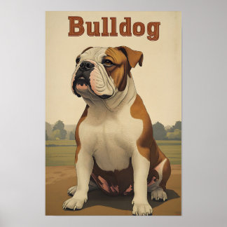 Bulldog Vintage Art ポスター