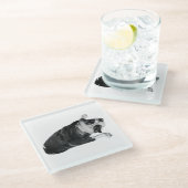 Bulldog with Cheerful Expression ガラスコースター (アングル)