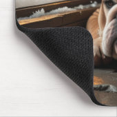 Bulldog with Christmas Lights Holiday マウスパッド (コーナー)