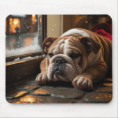 Bulldog with Christmas Lights Holiday マウスパッド (正面)