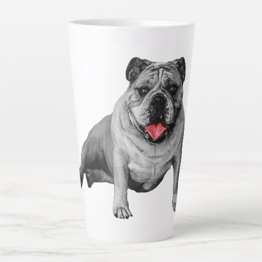 Bulldog with Playful Red Accents カフェラテマグ (正面)