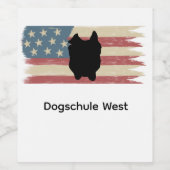 Bulldogge auf Amerikanischer Flagge  ワインラベル (シングルラベル)