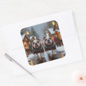 Bulldogs Christmas Snow Holiday スクエアシール (封筒)