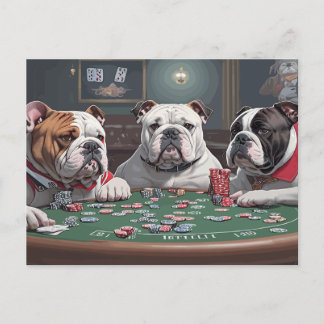 Bulldogs playing poker シーズンポストカード
