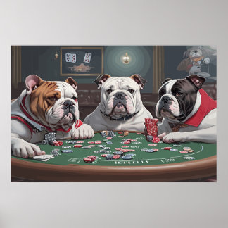 Bulldogs playing poker ポスター