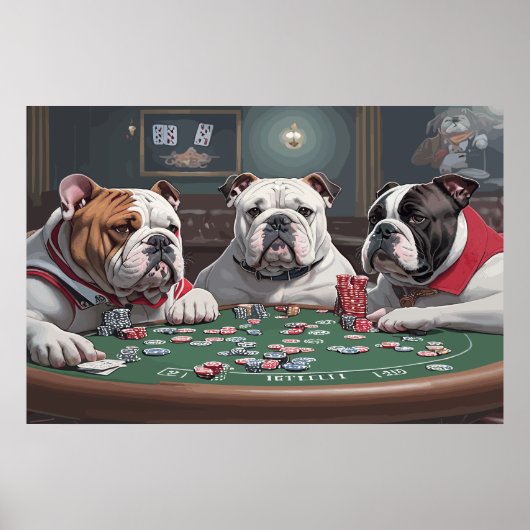 Bulldogs playing poker ポスター (正面)