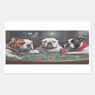 Bulldogs playing poker 長方形シール